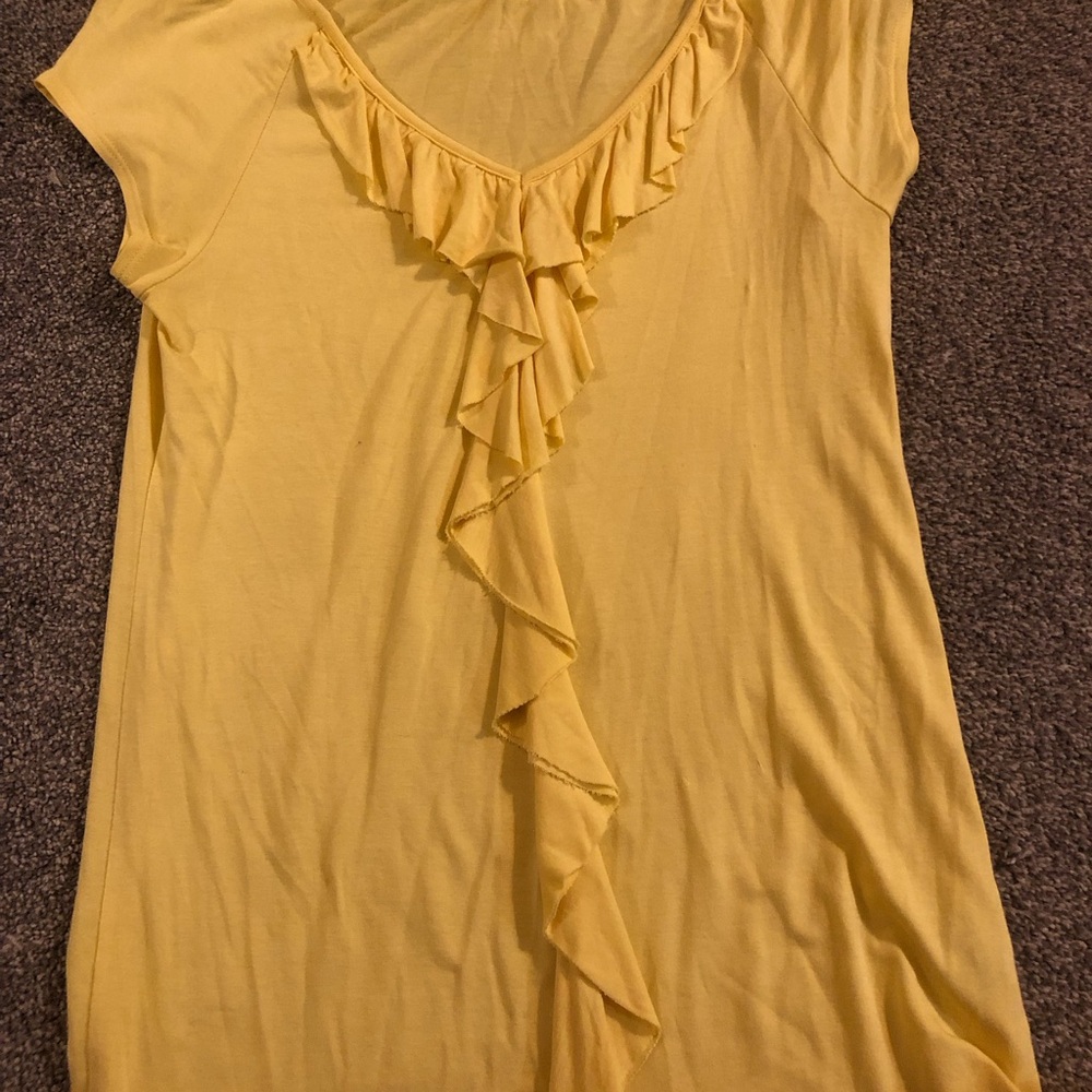 Smart Set Yellow Ruffled Short Sleeve Top - Picture 2 of 3